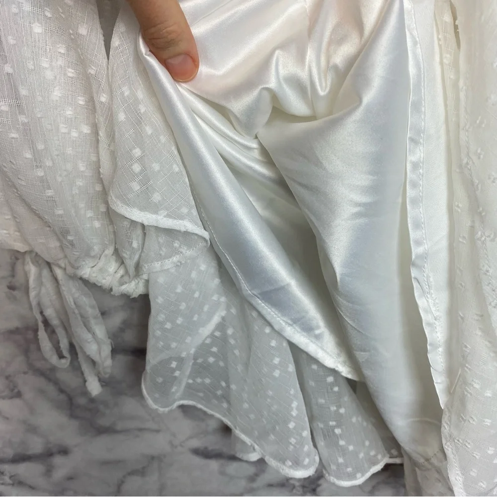 Saints + Secrets Wrap Dress with Sheer Sleeves - Picture 7 of 12